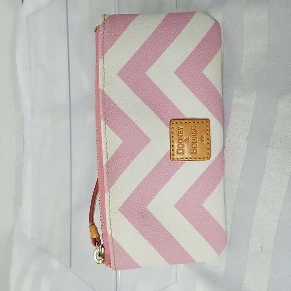 Dooney & Bourke Handbags - DOONEY & BOURKE PINK & WHITE   WRISTLET ZIP TOP